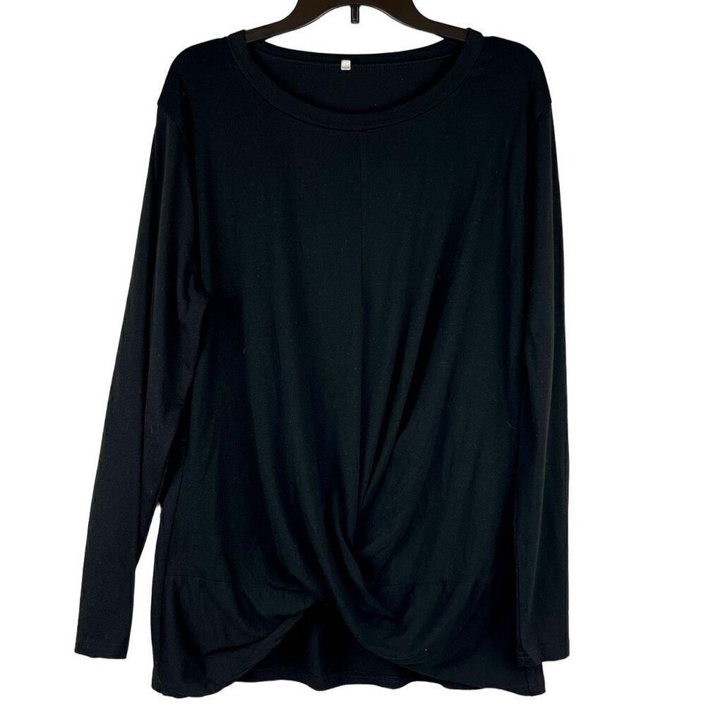 Women’s Black Long Sleeve Twist Bottom Top 2XL